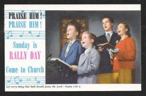 Family Singing Hymns in Church Rally Day Used c1954