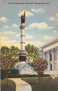 Confederate Monument Montgomery Alabama linen postcard