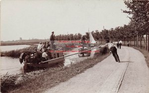 Netherlands, Edam, RPPC, Barges on a Canal, J. Siewers Photo