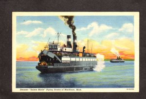 MI Sainte Marie Steamer Steamship Ship Ferry Boat Mackinac Michigan Postcard