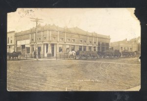RPPC CUSHING IOWA DOWNTOWN DIRT STREET SCENE 1908 REAL PHOTO POSTCARD