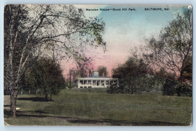 Baltimore Maryland MD Postcard Mansion House Druid Hill Park Scene 1908 Antique