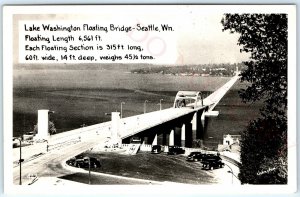c1950s Seattle, WA RPPC Floating Bridge Real Photo Cars Johnston Postcard A93
