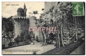 Postcard Old Petanque Grenoble The garden Dolphins game balls The old tower a...