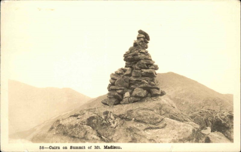 White Mountains Rock Cairn on Mt. Madison SHOREY 58 Real Photo Postcard