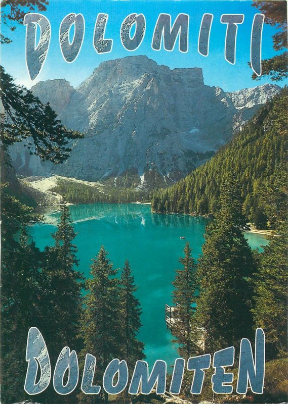 Postcard Italy Dolomit mountain Lake Braies 1493m