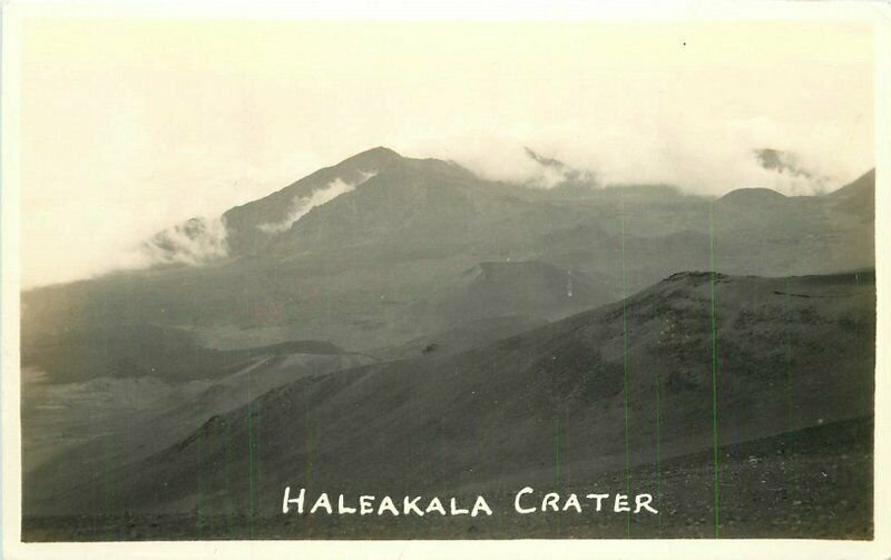 Hawaii Volcano 1930s RPPC Photo Postcard Halekala Crater 21-4796