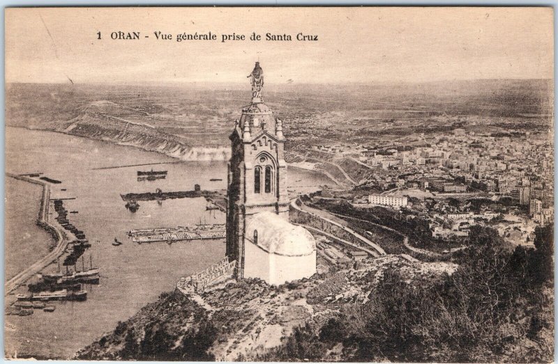 c1920s Oran, Algeria Santa Cruz Church Tower Bay Harbor Port City Panorama A359