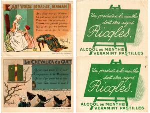 PUBLICITÉS ADVERTISING 14 TRADE CARDS RIOLES ALCOHOL DRINKS