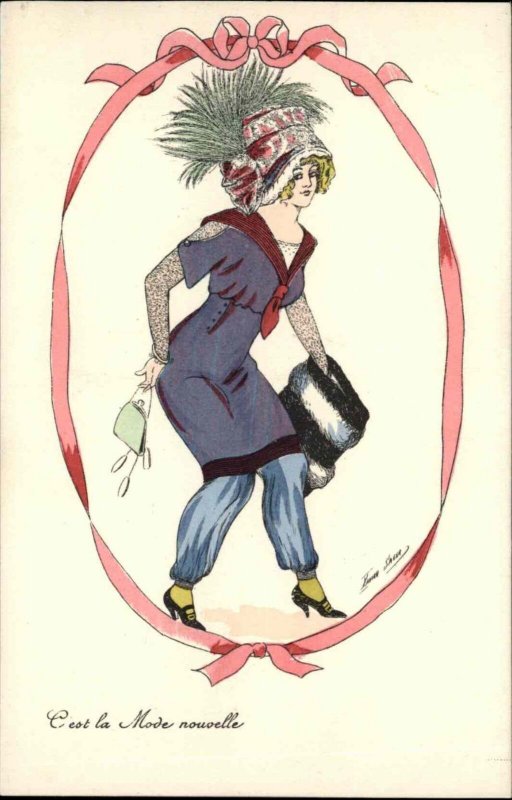Xavier Sager Art Deco Glamour Beautiful Woman Fashion Vintage Postcard