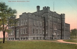 Vintage Postcard 1910's High School Building Bellefontaine Ohio OH Strucure