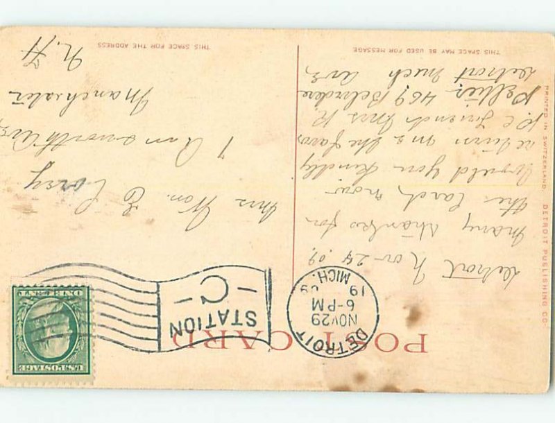 Divided-back MONUMENT SCENE Detroit Michigan MI AE7944