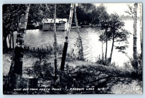 c1940's West Bay From North Point Random Lake Wisconsin WI RPPC Photo Postcard
