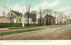 Vintage Postcard; Warden's Residence & Eastern Wall of Prison, Thomaston ME