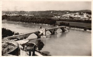 Vintage Postcard 1936  Medieval Bridge Avignon Le Pont Saint Benezet XII RPPC