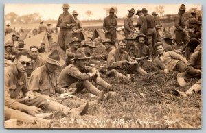 RPPC  US Army  WW1 Era  Co. M 8th TR at Mess on Hike Real Photo Postcard