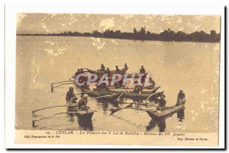 Sri Lanka Ceylon Old Postcard Fishermen on Lake Batticloa Jesuit Missions PP