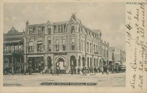 Winfield Kansas Cowley County National Bank B&W 1906 Undivided Back Postcard  by