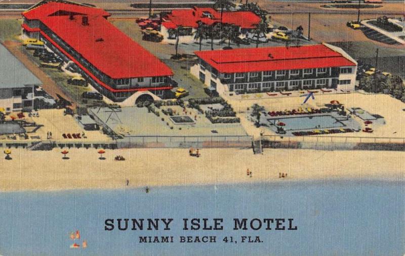 Miami Beach Florida Sunny Isle Motel Birdseye View Antique Postcard K107008