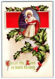 Christmas Postcard Holly Berries Religious Embossed Indianola Iowa IA c1910's