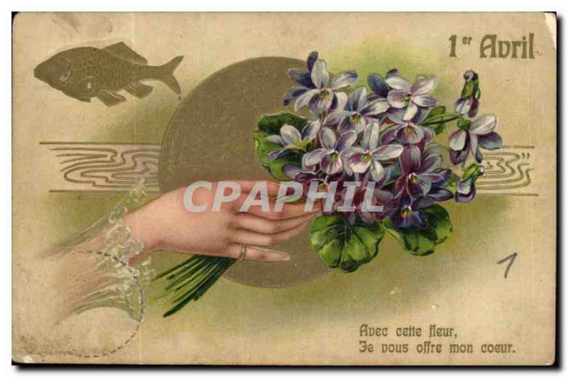 Old Postcard With this flower Fe offer you my heart