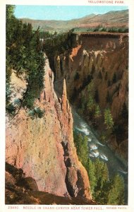 Vintage Postcard 1920's Needle Grand Canyon Tower Fall Yellowstone Nat'l Park WY