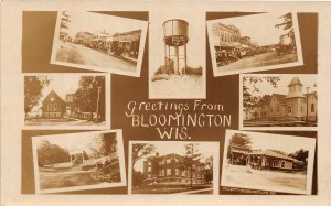 J27/ Bloomington Wisconsin RPPC Postcard c1910 8View Gas Station 41