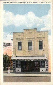 La Fayette LaFayette Georgia GA Loach Pharmcy Drugstore SCARCE Postcard