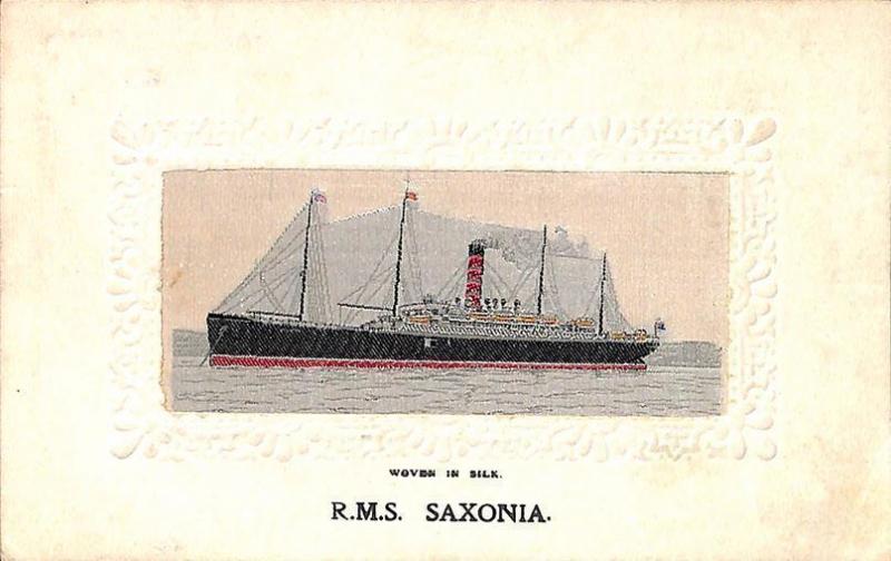 Stevengraph Woven in Silk Ship R.M.S. Saxonia Postcard