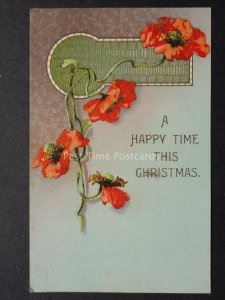 Poppies Postcard: A Happy Time This Christmas c1907 Misch & Co, Donate to R.B.L.