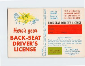 Postcard Here's your Back-Seat Driver's License