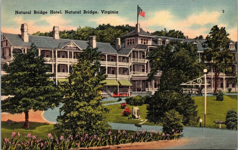 Natural Bridge Hotel Virginia VA Linen Postcard VTG UNP Tichnor Vintage Unused  