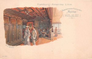 MOLTKE SHIP HAMBURG AMERICA LINE LIFE RING GERMANY POSTCARD (c. 1900)