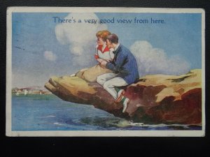 Comic HOLIDAY ROMANCE There's a Very Good View from Here c1922 Postcard