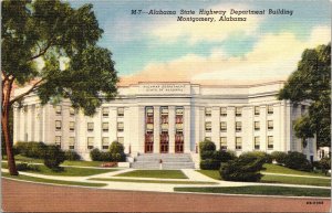 Alabama State Highway Department Building Montgomery Alabama Linen Postcard 