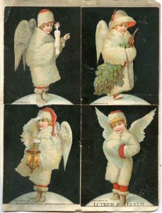 1880's 4 VICTORIAN CHRISTMAS ANGEL TRADE CARDS + 4 ACTRESSES*SCRAPBOOK PAGE