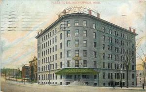 Minneapolis Minnesota~Plaza Hotel Corner~Close Up~Side Street~1910 Postcard