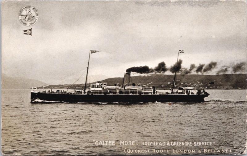 SS Galtee More Ship Holyhead & Greenore Service London to Belfast Postcard D61