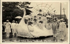 Portland Oregon OR Rose Festival 1948 Queens Float Parade Real Photo Postcard