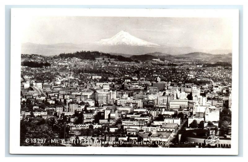 Postcard Mt Hood as seen from Portland, OR *back adhesive* 1925-1940 RPPC I21