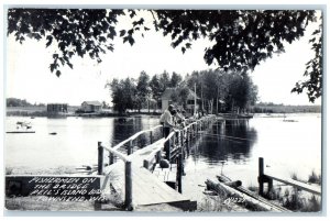 1949 Fisherman Bridge Peil's Island Lodge Townsend Wisconsin RPPC Photo Postcard