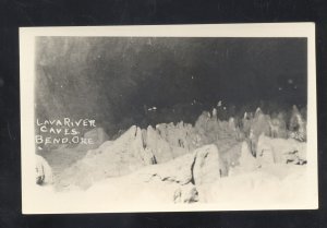 RPPC BEND OREGON LAVA RIVER CAVES CAVE INTERIOR VINTAGE REAL PHOTO POSTCARD