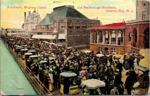 Boardwalk Brighton Casino Marlborough Blenheim Atlantic City NJ Antique Postcard