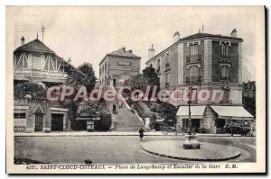 Postcard Old Saint Cloud Coteaux Place de Longchamp and the station stairs