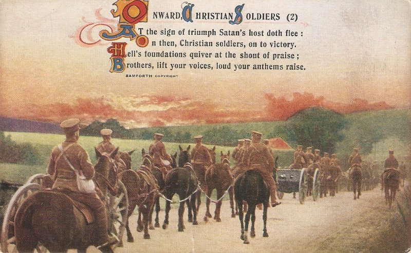 Onward Christian soldiers(2) Horses Old vintage Bamforth PC # 4968/2