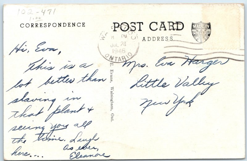 c1940s Waterloo ON Elizabeth Ziegler Public School Postcard Gothic Revival Evans