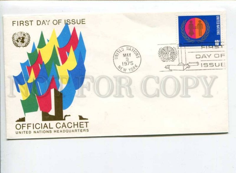 291476 UNITED NATIONS 1975 New York First Day COVER woman year