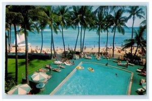 View Of Waikiki Beach Outrigger Hotel Honolulu Hawaii HI Vintage Postcard