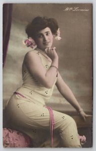 RPPC Mlle Lorraine Theatre Star Stage Actress Tinted Real Photo Postcard B38