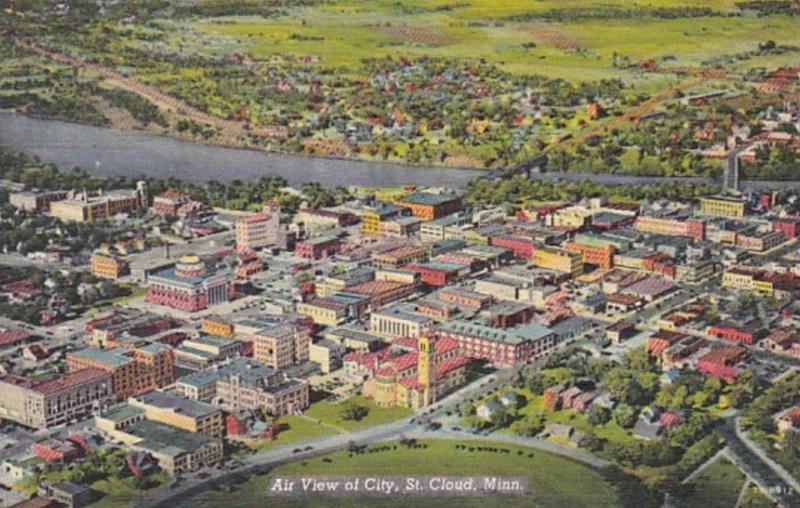 Minnesota St Cloud Aerial View Of City Curteich